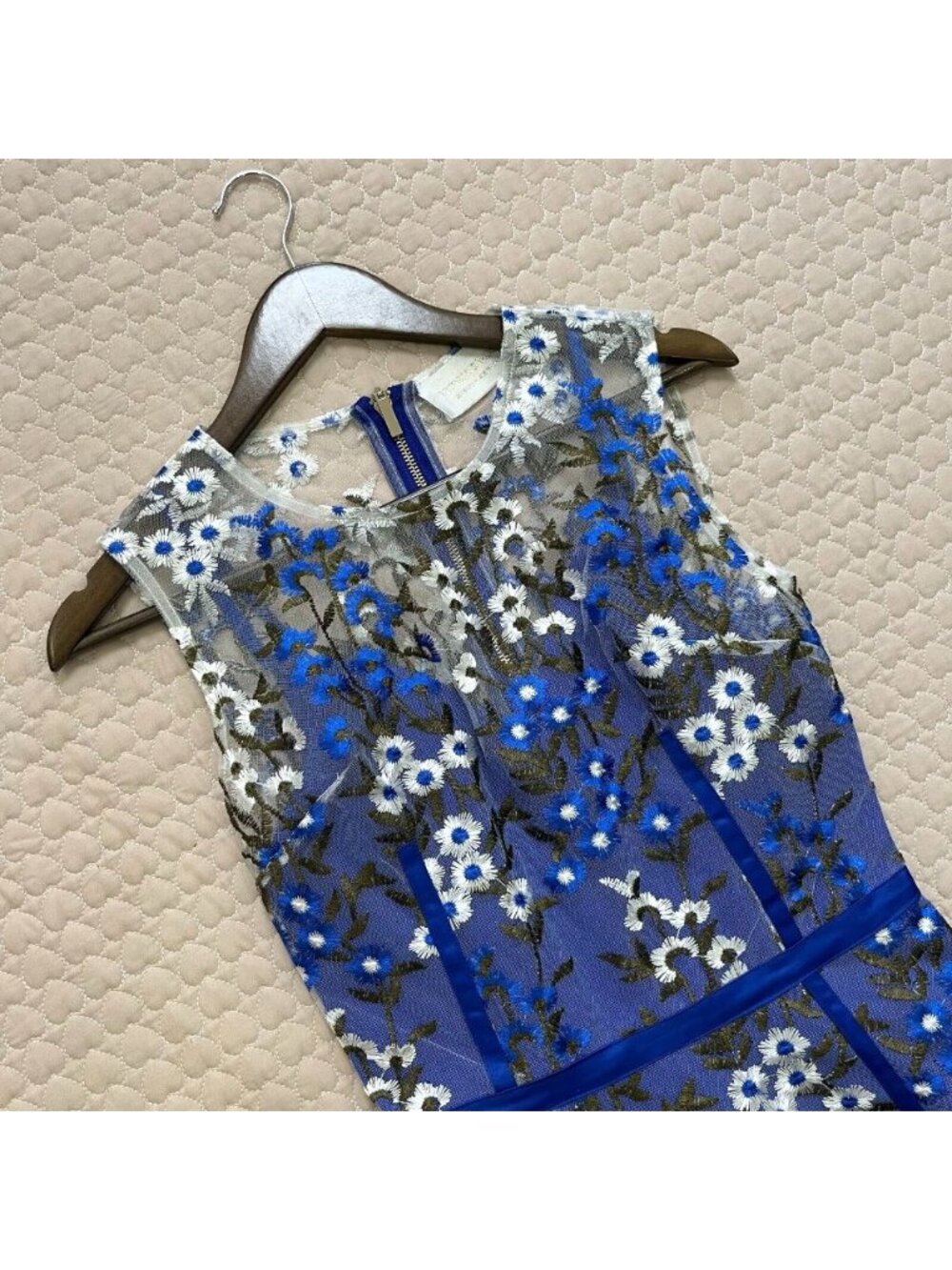 Bronx and Banco Blue Floral Embroidered Mini Dress - Picture 3 of 13